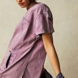 Free people Arland mini dress purple acid wash size xl